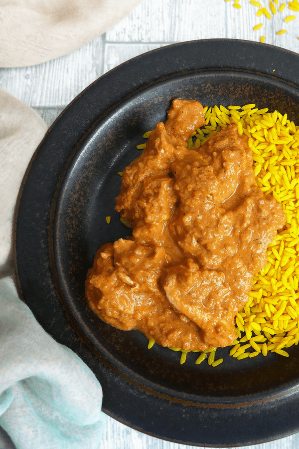 Hidden Vegetable Garlic Chilli Chicken Curry with Turmeric Rice