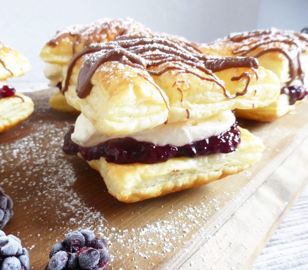 Blackberry and Cream Puff Pastries