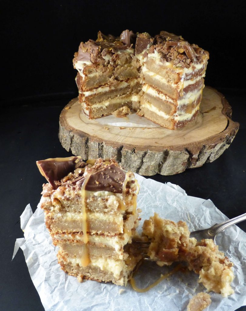 Homemade Butterscotch and Daim Layer Cake with Butterscotch Frosting